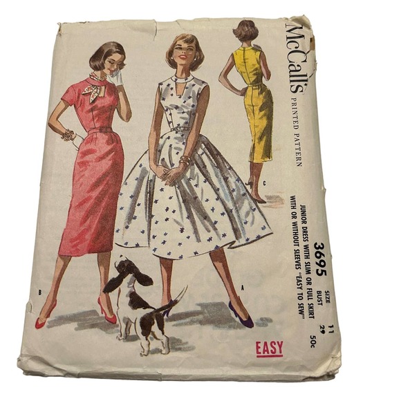 McCalls Vintage1950's Pattern #3695 Juniors Dress Flair or Slim Skirt Size 11 - Picture 1 of 8